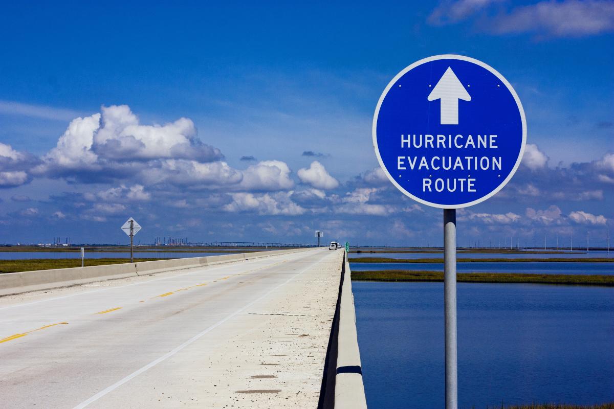 Hurricane Evacuation Route sign