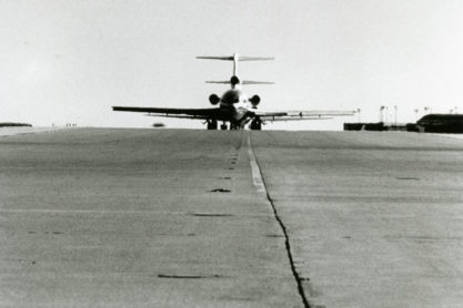 Airliner on a runway at Dallas/Fort Worth Airport