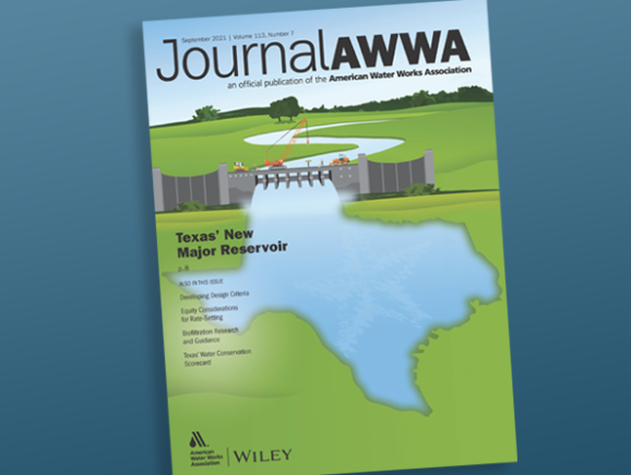 Cover of the Journal AWWA featuring Bois d'Arc Lake