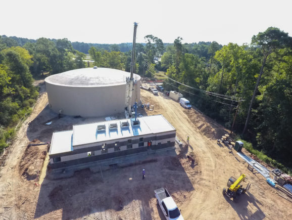 Water storage tank under construction in Huntsville, Texas