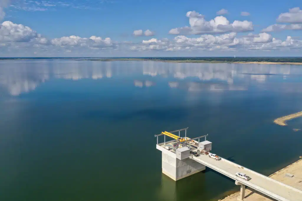 Bois D'arc Intake Tower Overlooking Reservoir